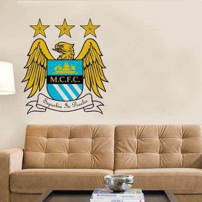 WALLSTICK 65 cm Wallstick ' man city 1 ' Wall Sticker (Vinyl, 55 cm x 65cm, Multicolor)-football-04 Sticker