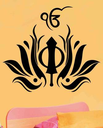 Vsquare Studio 64 cm Sikh Symbol Wall Sticker Self Adhesive Sticker
