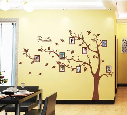 Oren Empower 90 cm 2pc/set Extra Large Tree wall stickers/wall decal with photo frames Self Adhesive Sticker