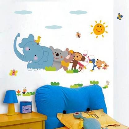 DECOR KAFE 100 cm Décor Kafe Animals Cartoon Wall Sticker Self Adhesive Sticker