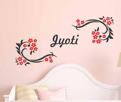 Aquire 60 cm Jyoti Personalized Name Floral Wall Stickers Self Adhesive Sticker