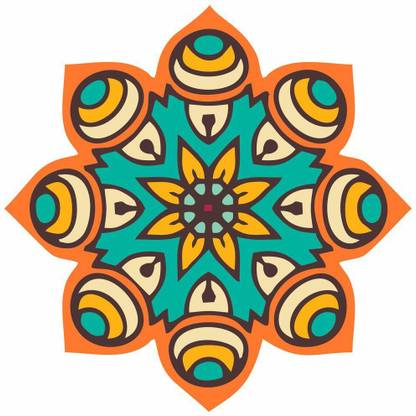 Decor Wall Rangoli PATTERN FLOOR STICKERS 60 cm Rangoli Pattern Floor Sticker Sticker