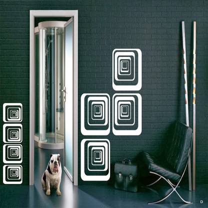 DeStudio 90 cm Multi Squares Color (White) Size (90cms X 60 Cms) Removable Sticker