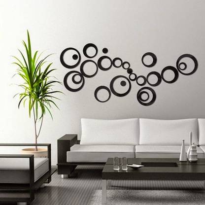 Wall Whispers 14.5 cm 3D Geometric Black Circle Shape Removable Sticker