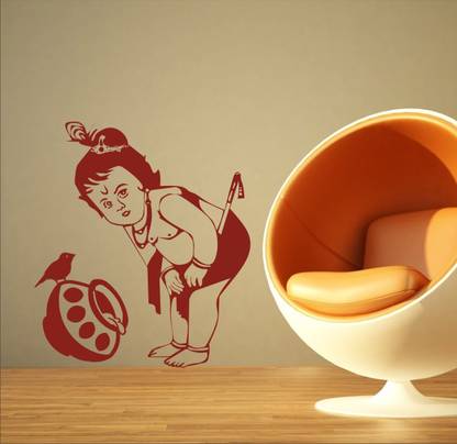 Smart Wall Guru 53.46 cm Bal Krishna Decal Self Adhesive Sticker