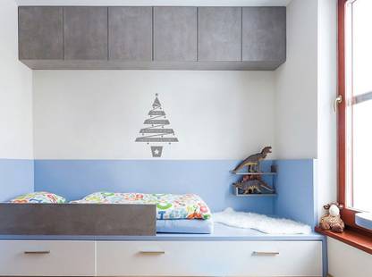 WALLDESIGN 8 WallDesign Season's Greetings Family Message Tree Wall Sticker Grey Light Colour 13 inch width by 19 inch height Self Adhesive Sticker