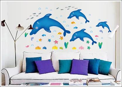 Oren Empower 70 cm Dolphins Wall Sticker For Home Decoration Self Adhesive Sticker