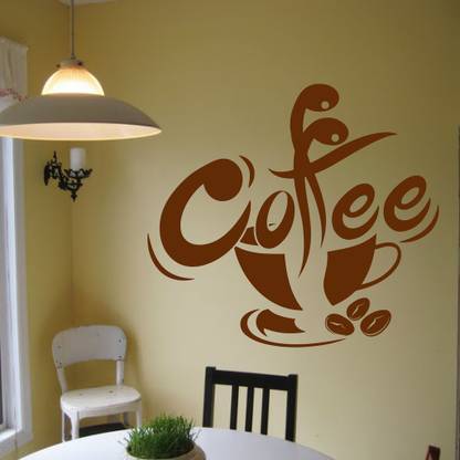 Decor Villa 63.5 cm Decor Villa Coffee Kitchen Wall Sticker Large - Size (25 x 23) Inch Sticker