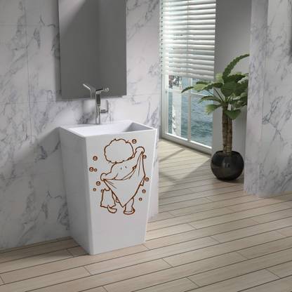 Decor Villa 30 cm Decor villa boy on shit pot Wall decal and sticker Brown color Medium Size - 30*22 Cm Self Adhesive Sticker