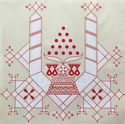 Suman Creations 27.94 cm Laxmi ji ka paglya rangoli Sticker