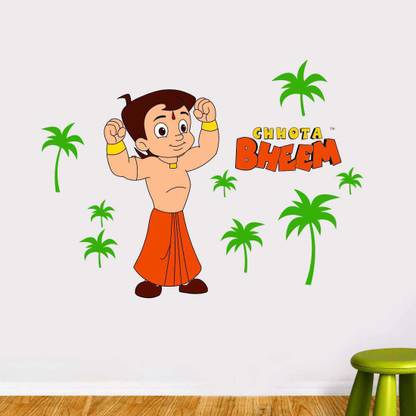 CHHOTA BHEEM 52.7929 cm Chhota Bheem Coconut Trees Decal by Chipakk Self Adhesive Sticker