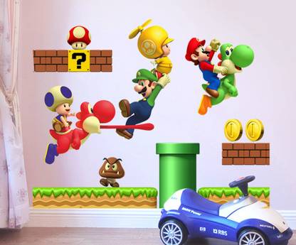 Aquire 85 Wall Stickers Super Mario Game Wall Decal for Kids Room Baby Room Cartoon Vinyl Self Adhesive Sticker