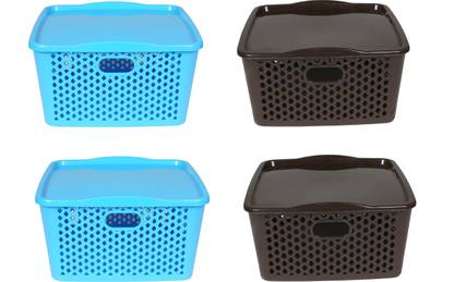 CSM Plastic Combo Of 4 Big Baskets Storage Basket