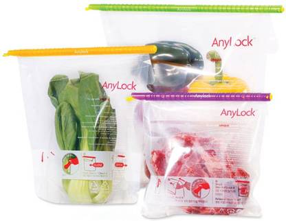 Anylock Bag Sealer Stick with Bags to Keep Food Fresh (Set of 3 bags with sealing sticks) Plastic Storage Pouch