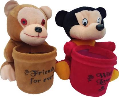 Aparshi Monkey and Mickey soft toy pen holders (set of2)  - 18 cm