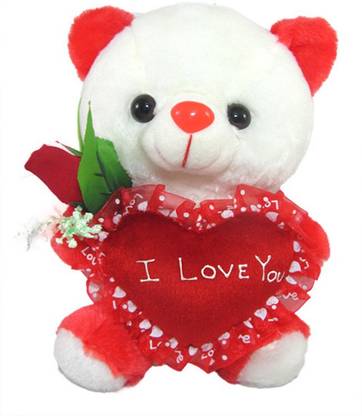 Tickles Cute Teddy With I Love You Heart And Beautiful Rose  - 25 cm