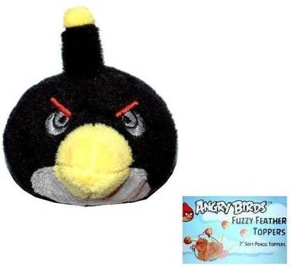 Angry Birds Plush Fuzzy Feather Toppers Black Bird (2 Inch)