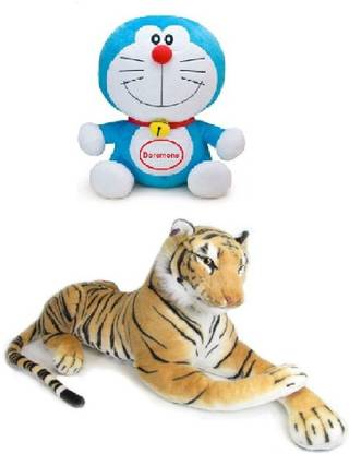 VRV Multicolour Doraemon and Tiger Stuff Toy  - 15 cm