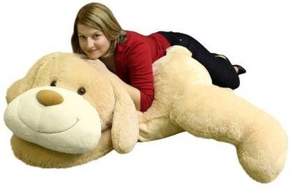 Big plush Giant Stuffed Puppy Dog 5 Feet Long Squishy Soft Extremely Large Plush Animal Cream Color  - 24 inch