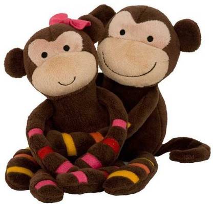 Lambs & Ivy S. S. Noah Plush Monkeys - Momo & Mimi  - 24 inch