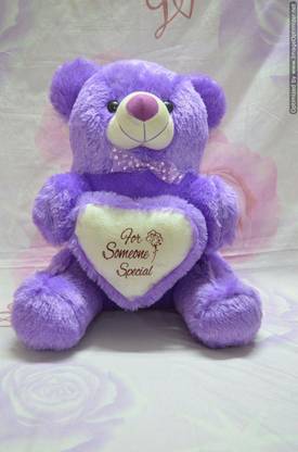 Teddymart Online teddy purple color with heart ( 19 inch)  - 50 cm