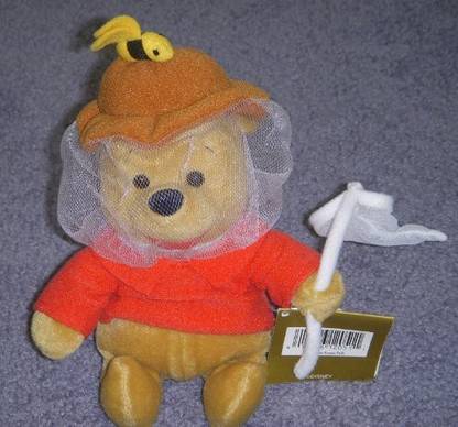 DISNEY Winnie The Pooh 8" Plush Beanie Bean Bag Bee Keeper School Bag