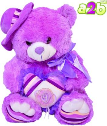 A2B purple Stylish Teddy bear with holding heart  - 40 cm