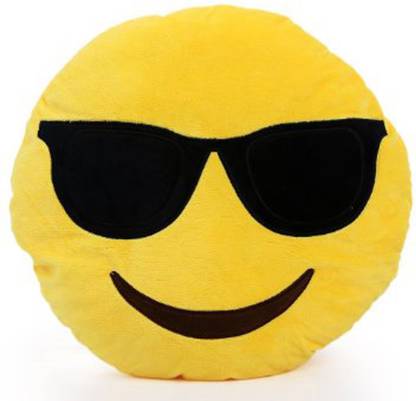 Royalifestyle Smarty Smiley Plush Cushion with Sunglasses  - 12 inch