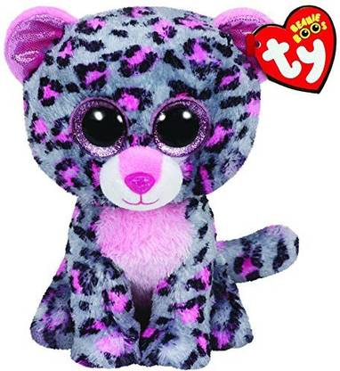 TY Beanie Boo 6" Tasha The Grey and Pink Leopard  - 25 inch
