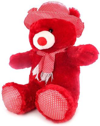 versatile bazaar Stuffed Red Cap Teddy Bear  - 25 cm