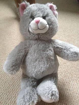 Build A Bear Gray Cat Plush Kitty Cat Kitten17" 2010 Pink Grey Animal