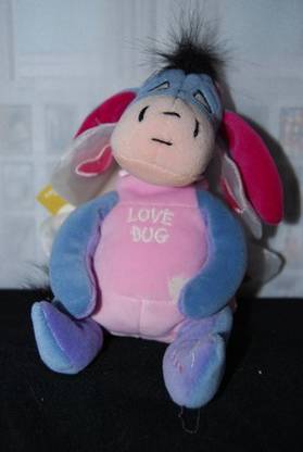 DISNEY Mini Bean Bag Eeyore Love Bug With Pink Wings 8"