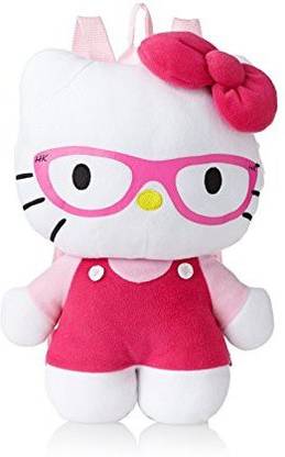 HELLO KITTY Plush Backpack Pink With Glasses  - 8 inch
