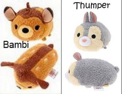 DISNEY New 2Pc Mini Tsum Tsum Plush Set Bambi And Thumper 35" School Bag