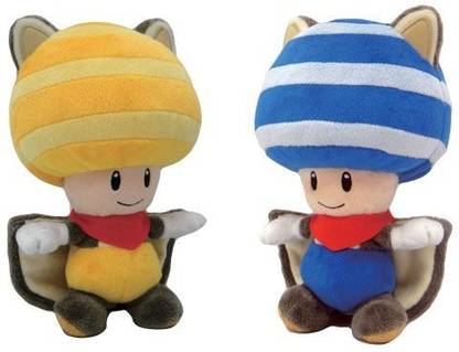 Little Leaf Buddy Mario Plush Doll Set of 2 - Flying Squirrel Blue Toad & Yellow Toad  - 36 inch