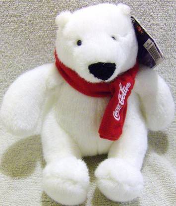Coca-Cola Plush Polar Bear With Red Scarf  - 8 inch