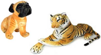 Alexus Brown Tiger And Pug Dog  - 32 cm