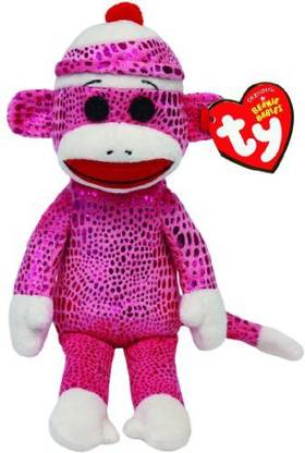 TY Beanie Babies Sock Monkey Pink Sparkle Plush