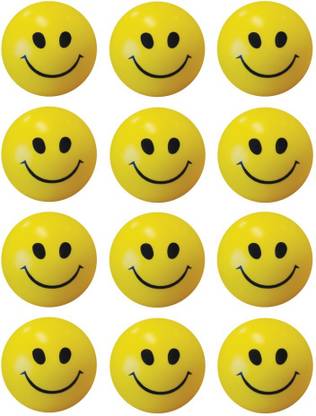 Bgroovy Smiley Face Squeeze Stress Ball - Set of 12  - 3 inch