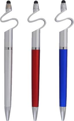 Shadowfax S Shape Ball Pen with Stylus & Mobile Stand Set of 3pc Stylus