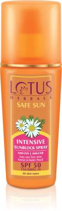 LOTUS HERBALS Sunscreen - SPF 50 PA+++ Herbals Safe Sun Intensive Sunblock Spray UVA Index 16