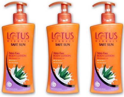 LOTUS Sunscreen - SPF 50 PA+++ Herbals Safe Sun Anti-Tan Body Lotion Silky Smooth Care