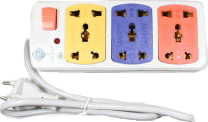 Cretiv 3 X 3 Multi Color Light Weight Switch 6  Socket Extension Boards