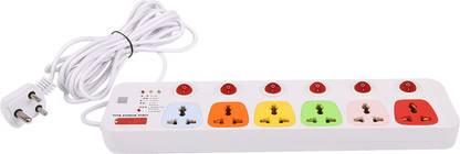 CONA Smyle VIVA 6+6 Power Strip / Spike Guard 6 Socket + 6 Switch with 5 Mtrs Wire 6  Socket Extension Boards