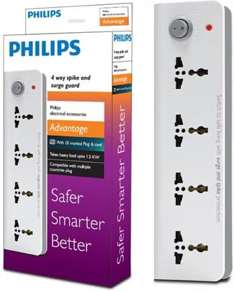 PHILIPS Four Way Extension 4  Socket Extension Boards