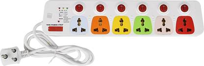 CONA Smyle Viva 6+6 Power Strip / Spike Guard d 6 Socket + 6 Switch with 1.75m Wire 6  Socket Extension Boards