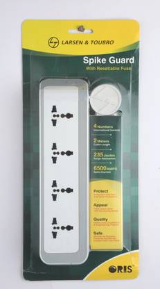 L&T ORIS Spike Guard With Resettable Fuse 4  Socket Extension Boards