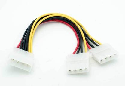 TechByte 4 Pin Molex Power Supply Y Splitter Cable - Pack of 5 1  Socket Extension Boards