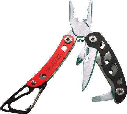 SWISS MILITARY MULTITOOL WITH CARBINER, 7 Function Multi Utility Swiss Knife