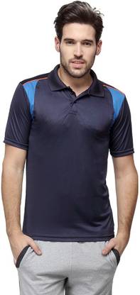 CAMPUS SUTRA Solid Men Polo Neck Blue T-Shirt